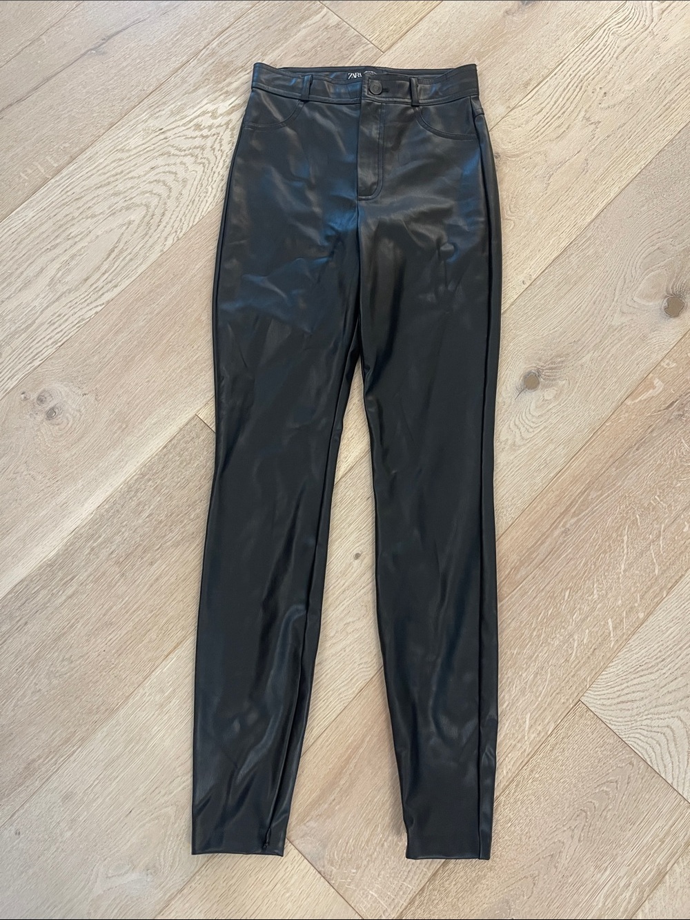 Zara Black Faux Leather Legging pants size XS